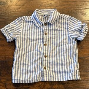 Old Navy Blue and White Striped Button Down Shirt